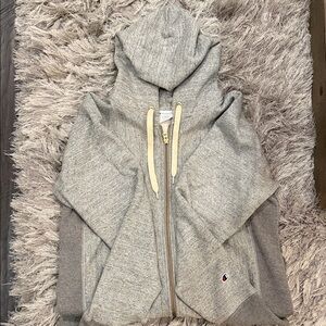 Champion Men Light Gray Zip-Up Hoodie